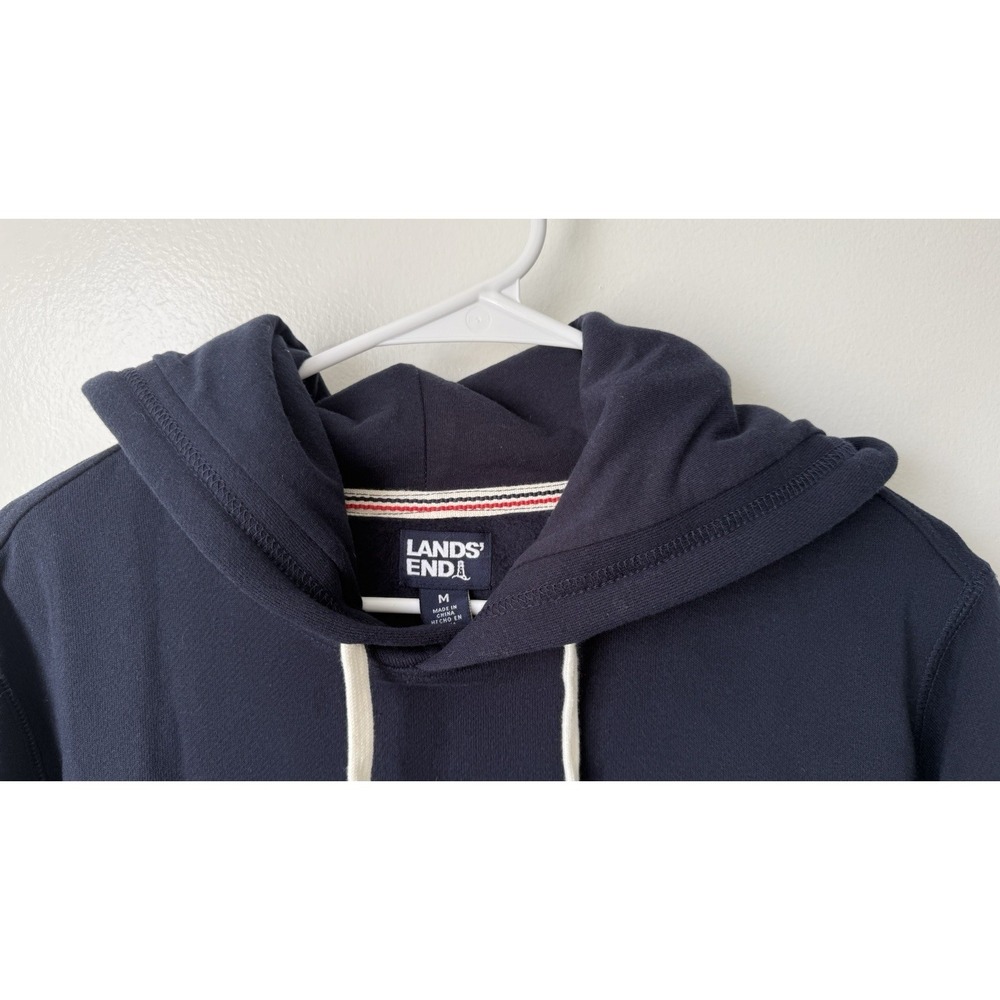 Land's End Women Medium Maxi Hoodie Dress Navy Long Hooded Sweatshirt - Picture 2 of 9